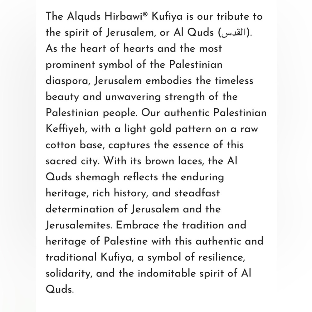 Hirbawi Original Alquds Al Quds Kufiya Palestinian Scarf - Picture 13 of 15